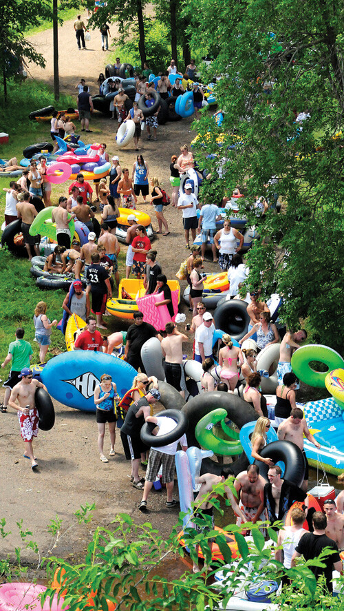 Thousands of people launch tubes in Chippewa Falls for FATFAR every year. This was 2008.