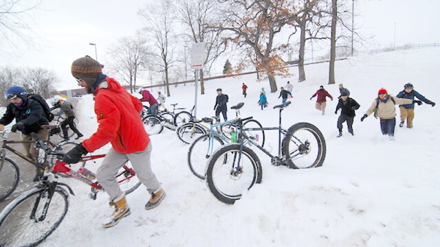 The St. Valentine’s Day Hustle is a scavenger hunt bike race on (and around) the frozen Lake Menomin this Feb. 11. It’s followed by a bonfire and refreshments at Waterfront Bar & Grill.