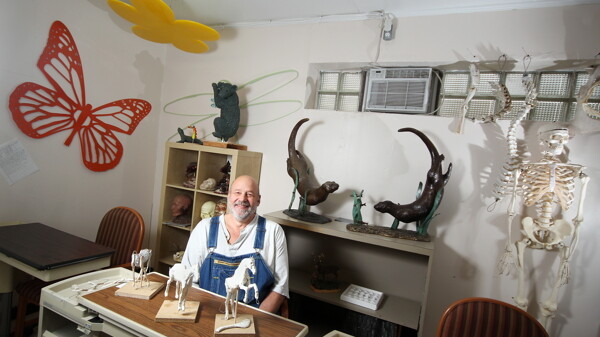 Sculptor Dan Massopust and some of his creations at his Eau Claire studio. You may recognize his work from last year’s Eau Claire Sculpture Tour.