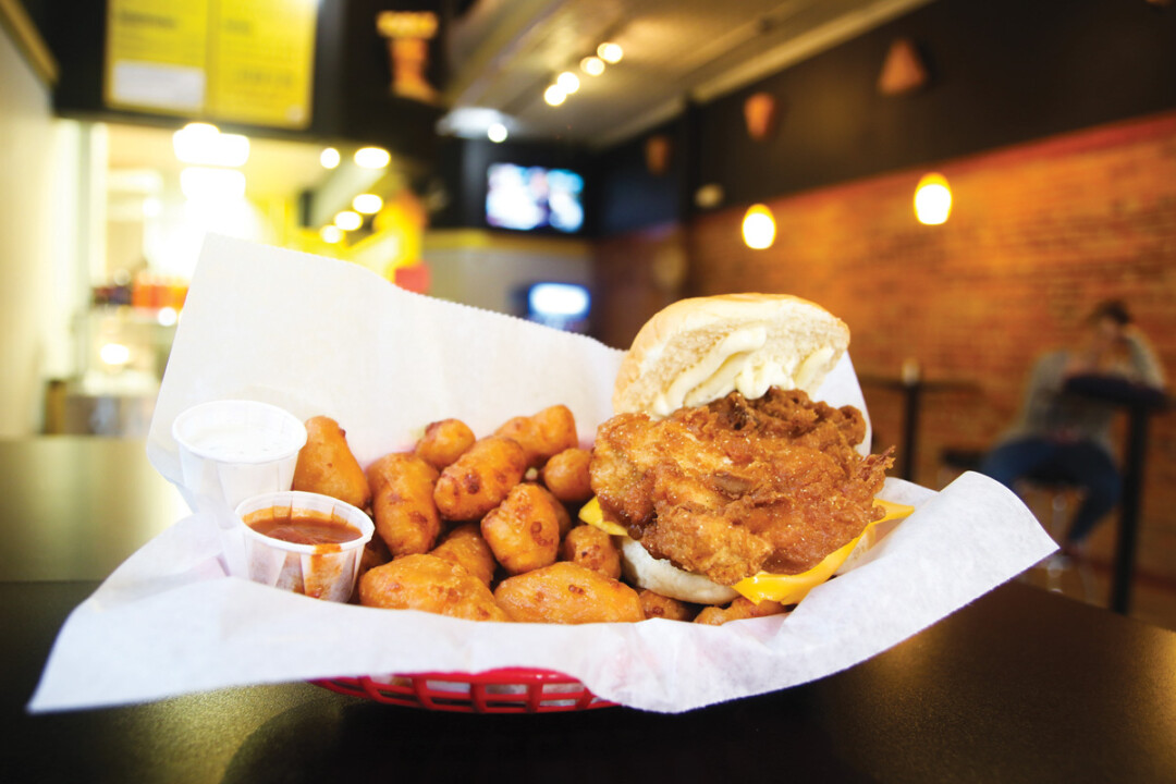 BATTER UP! Mike’s Cheese Shack boasts some delectable curds and a tasty, crispy chicken sandwich.