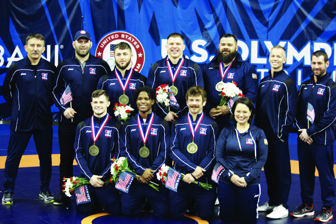 HEAVY MEDAL LINEUP. Dr. Kevin Schultz (second from right, back row) will travel with the USA Wrestling team to the Summer Olympics in Rio.