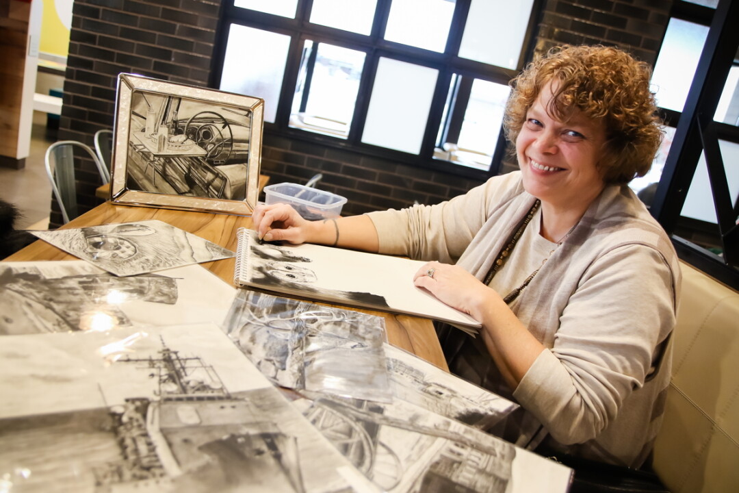 RIGHT THERE IN BLACK AND WHITE. An accidental thrift store find led Eau Claire artist Angie Pitcavage  to trying her hand at sketching with charcoal. 