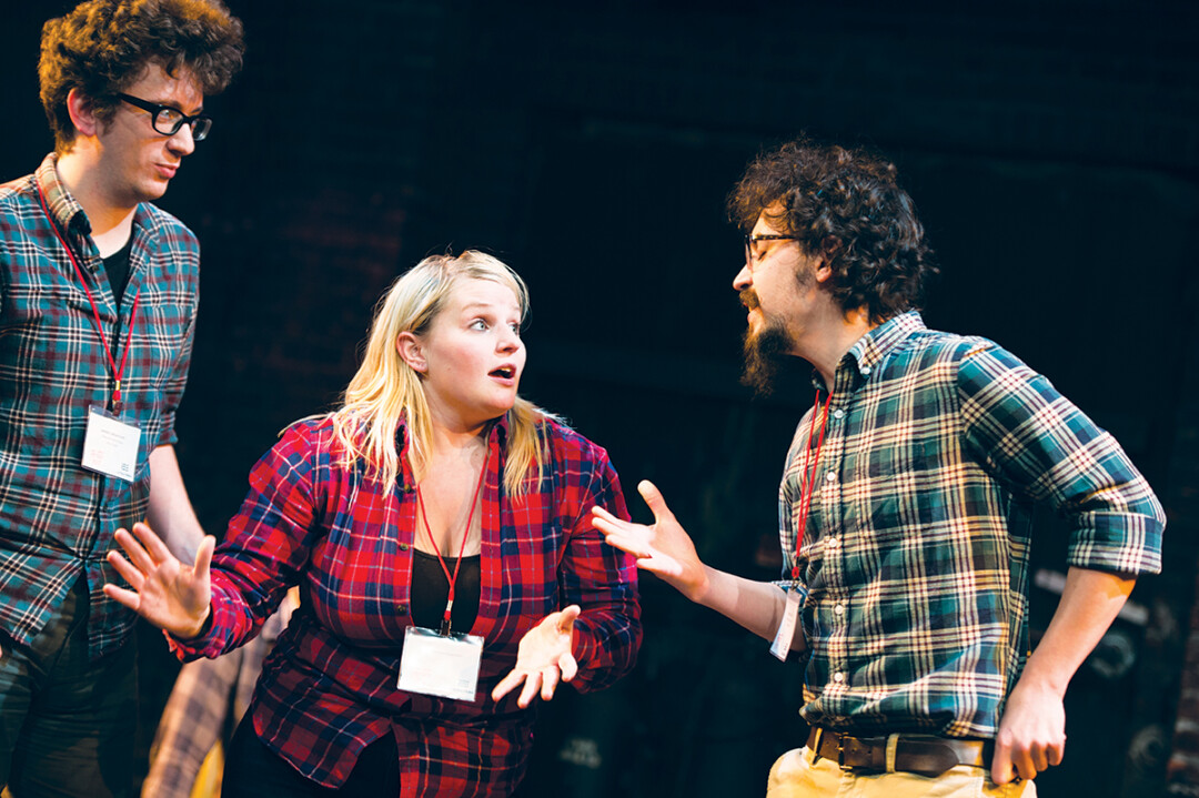 MEETINGS OF THE FLANNEL APPRECIATION SOCIETY ARE often INTENSE. Local performers aim for laughs at a previous Eau Claire Improv Festival.