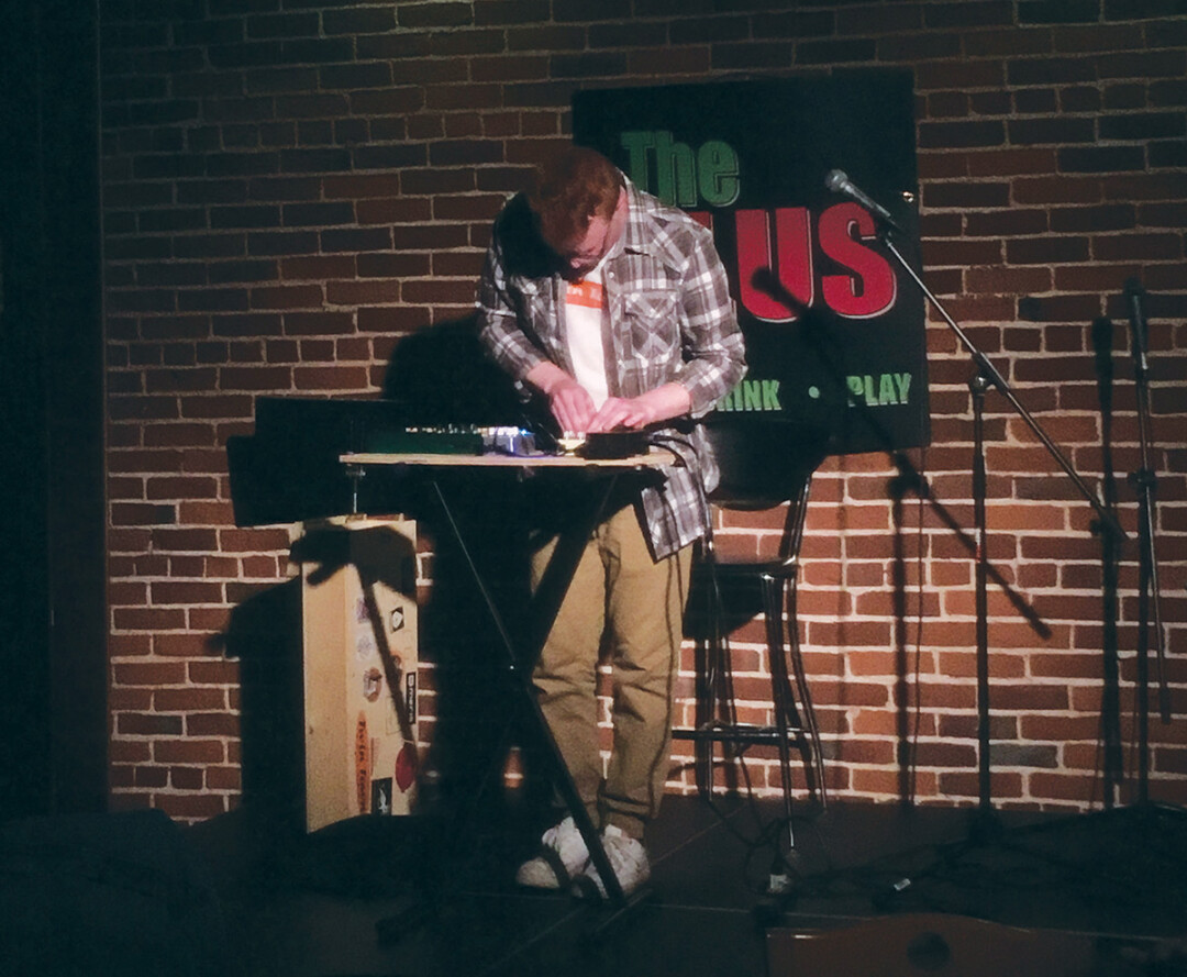 “THANKS FOR LISTENING TO ALL THAT MADNESS.” Colin Grossbier performs expansive ambient soundscapes at nearly every Tuesday night open mic at The Plus. He’s self-released four full albums for his solo project Nostromo.