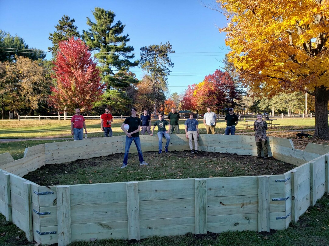 GAGA FOR GAGA BALL. Griffin Brandt, a Chippewa Falls aspiring Eagle Scout, completed the gaga ball pit, located in Marshall Park, as a part of his Eagle Scout service project. Photo courtesy of the Chippewa Falls Parks, Recreation & Forestry Facebook page.