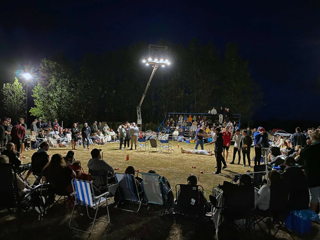Playing under the lights at the Kubb World Championship in Gotland, Sweden. (Submitted photo)