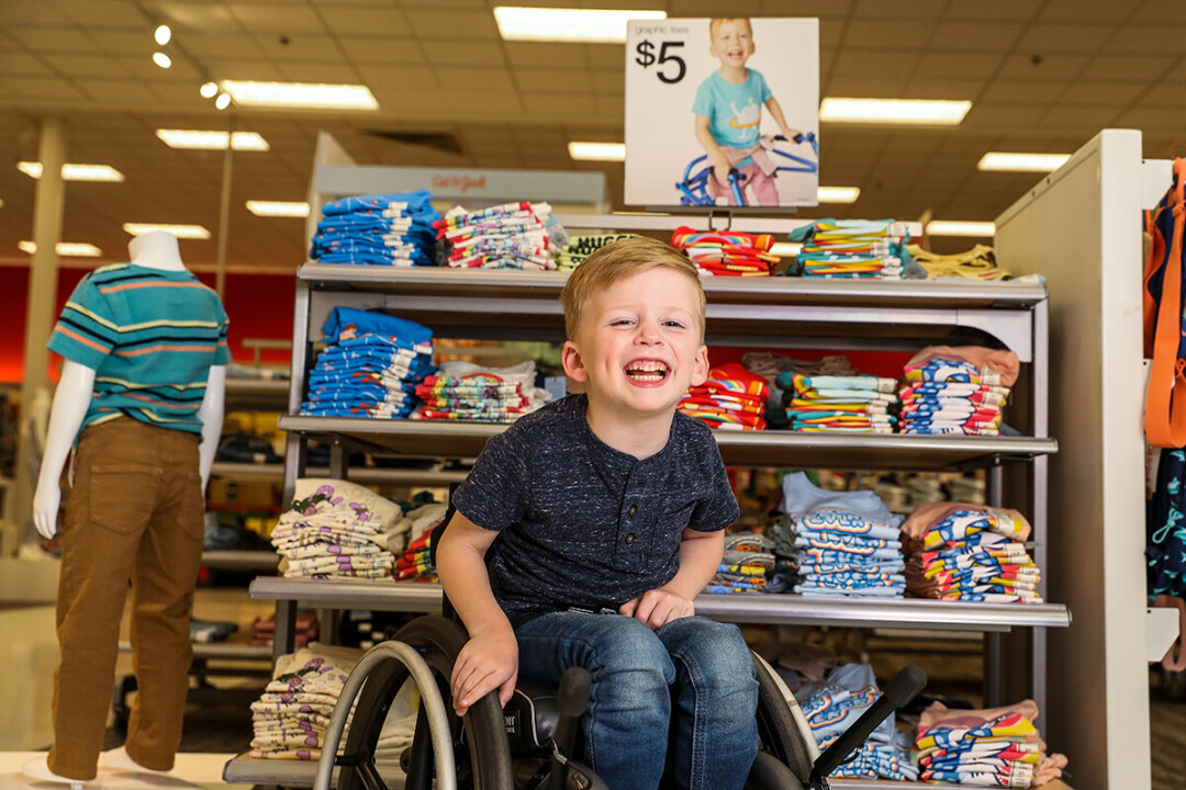 WINNING SMILE. Altoona 5-year-old AJ’s most recent modeling gig was for Target, where his image is being used on an-store clothing display.