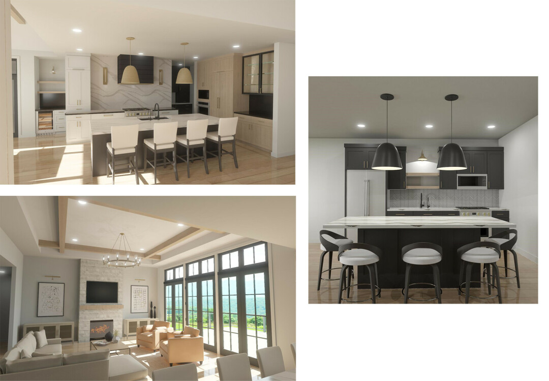 Interior renderings of the Premiere Home. (Upper left: 