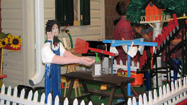 Thorp High School is the defending two-time national champion in the Rube Goldberg Machine Contest. Thorp is entered in the regional competition Tuesday, March 1, at UW-Stout. The school’s 2010 machine had a backyard theme, with a spinning clothesline and a domino-effect picket fence.