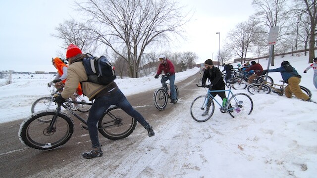 Winter biking – it's better with friends. 