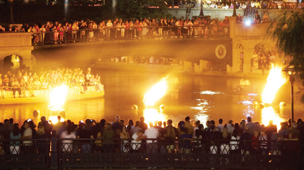 WHY NOT HERE? The WaterFire festival lights up the night about a dozen times a year in Providence, R.I.
