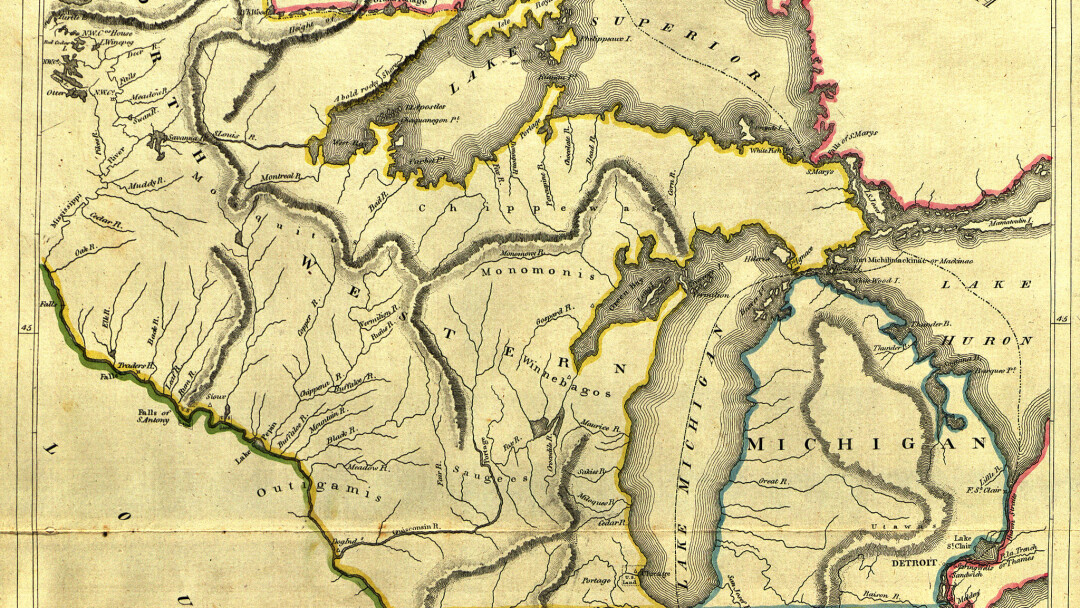 An 1810 map of Wisconsin’s ginormous boundaries, back when Wisconsinites ruled the realm! Image: American Geographical Society Library, UW-Milwaukee