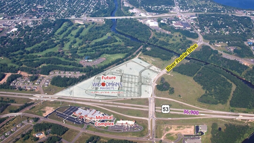 the new hotel will be part of the northwest quadrant, so the upper right of this image, between Hwy 53 and the river.