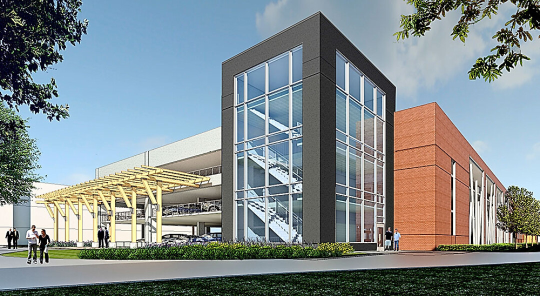 A conceptual drawing a four-level parking ramp from BWBR Architects.
