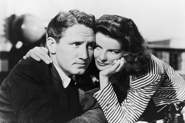 Actor Spencer Tracy, shown here with little known actress Katharine Hepburn.