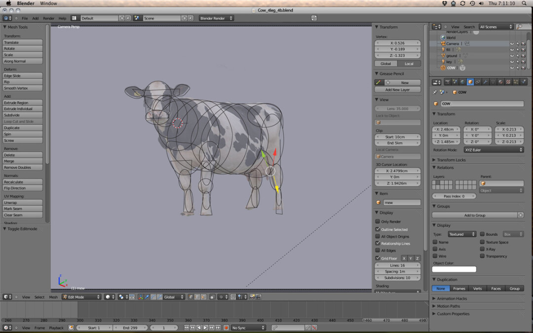 “Seriously, each udder is rendered to act independently of the others,” resulting in “the most realistic onscreen portrayal of a Holstein in the cinematic history.”  – Creative Director Harry Bischoff on the special effects in <em>POP. 450 | Image: A screenshot from a Harvester FX work station</em>
