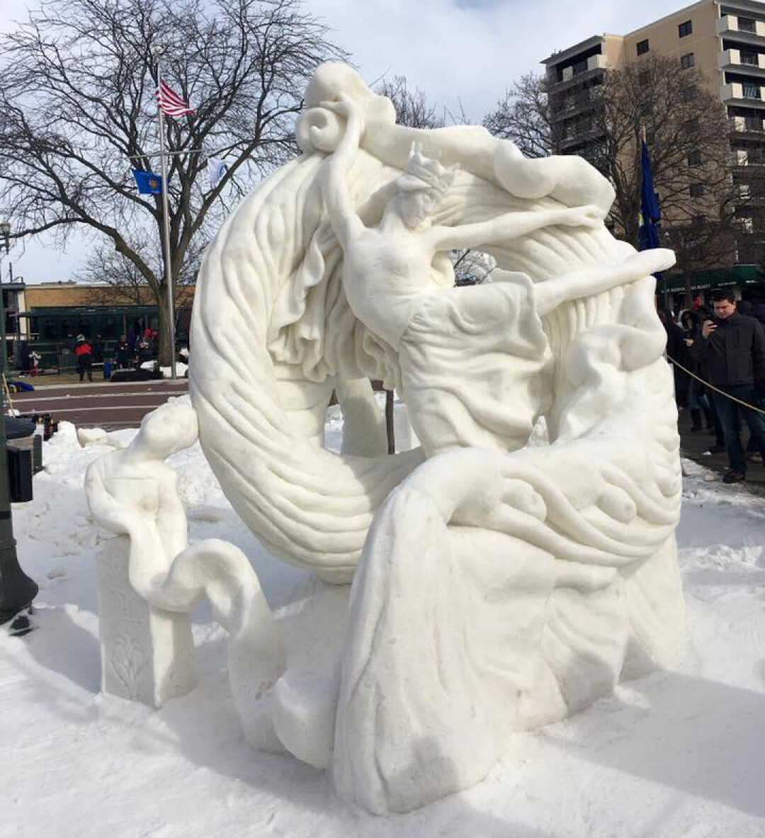 The winner of the 2017 U.S. National Snow Sculpting Competition in Lake Geneva, Wis. – by Eau Claire-based team The Starvin' Carvists. Photos via Steve Bateman. 