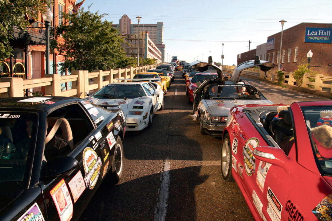 WHERE THE RUBBER LITERALLY MEETS THE ROAD. Fireball Run competitors line up during a previous season of the series, which can be viewed on Amazon Prime.