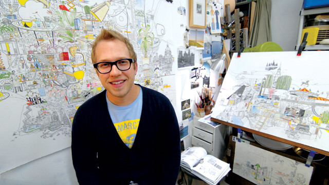 When he’s not teaching classes at UW-Stout – or sitting on a stool smiling at you – Minneapolis artist Andy Ducett is busy displaying his work around the world.