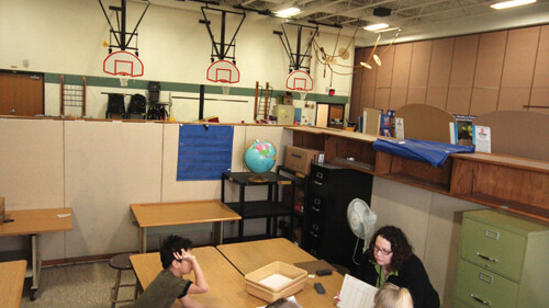 If the April 5 referendum passes, the funds would go toward situations like this one at Sherman Elementary, where they&rsquo;ve had to make a classroom within the gym.