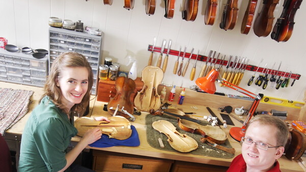 Rose Johnson and John Vincent met at a bluegrass convention, got married, and joined forces to offer a variety of services for violin, guitar, viola, and cello including lessons, repair and restoration, and sales.