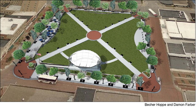 Wausau’s “400 Block” town square-ish area just received a long-awaited makeover that includes a kidsy water feature (east on map), bandshell (south), alfresco tables (west), and more. It also allows for outdoor concerts, art fairs, farmers markets, and Chalkfest.