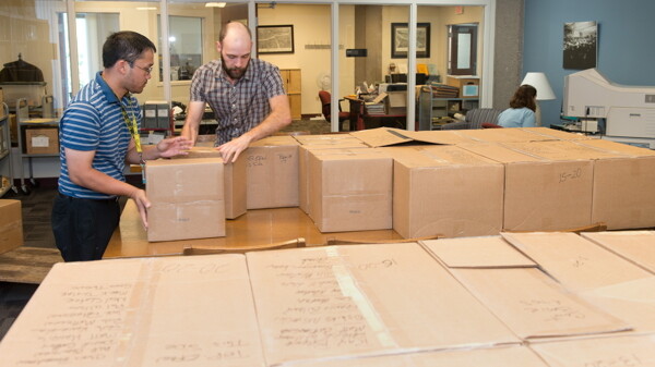 UWEC’s new jazz library contains over 1,000 LP recordings and almost as many musical charts.
