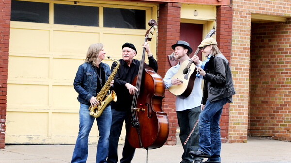FROM THE STREETS. AcoustiHoo is Sue Orfield on tenor sax, along with Chippewa Valley residents Randy Sinz on upright bass, Lucas Fischer on guitar, and Olaf Lind on violin.