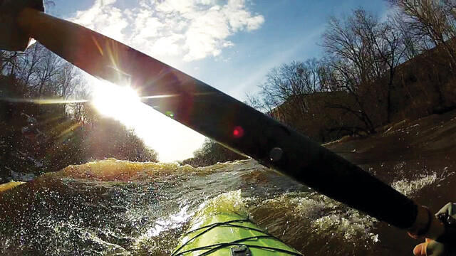 Images from Nathan Long’s GoPro camera show the rapids that spring up on the Eau Claire River when the snow melts away.