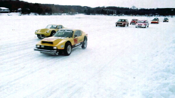 ICE ROAD RACERS. International Ice Racing Association drivers competed on Lake Altoona in this photo from 1997. For the first time in more than a decade, cars will again race on the frozen lake – in January as part of the Northwest Wisconsin Winter Fest and Games.