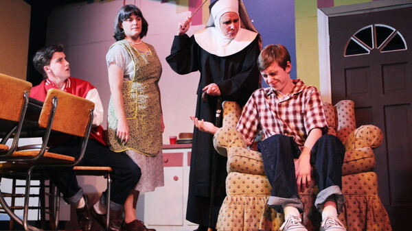 NUN TOO HAPPY. The Chippewa Valley Theatre Guild’s latest production, Over the Tavern, focuses on a 12-year-old who is shopping around “for a more fun religion.”