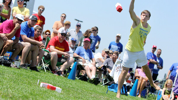 Spectator's eye the action at last year's U.S. National Kubb Championship in Eau Claire. 