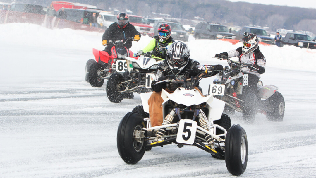 THE FAST AND THE 4-WHEELED FURIOUS. The Northwest Wisconsin Winter Fest and Games sprawled across Lake Altoona Jan. 23–25, featuring all manner of frosty fun, including ATV/motorcycle races.