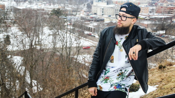 THE MAN ON TOP OF EAU CLAIRE. Chapin Turner – a.k.a. Skotty Benz – gets introspective at the lookout over downtown Eau Claire. On his new album, Clarity, the rapper seems to have found a unique vision.