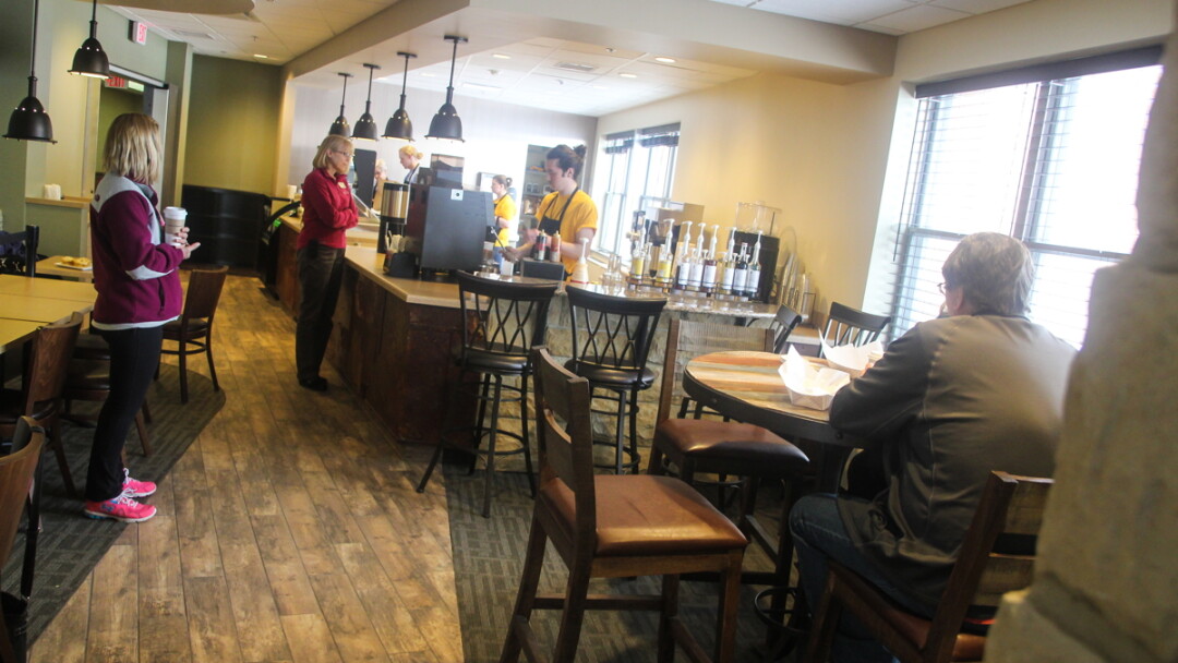 JAVA IN THE FALLS. High Bridge Coffee House & Café, which opened recently in Chippewa Falls, offers custom-roasted gourmet coffees, which can be enjoyed hot or cold – such as the iced mocha at left.