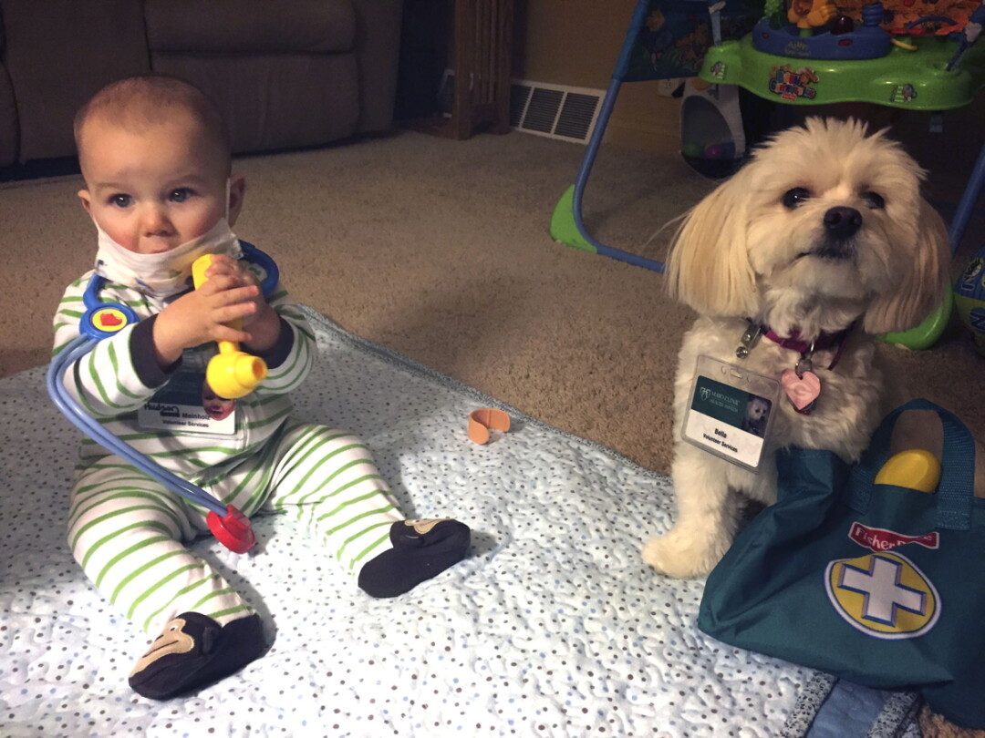 THERAPY DOG BELLA AND OWNERS’ SON, HUDSON