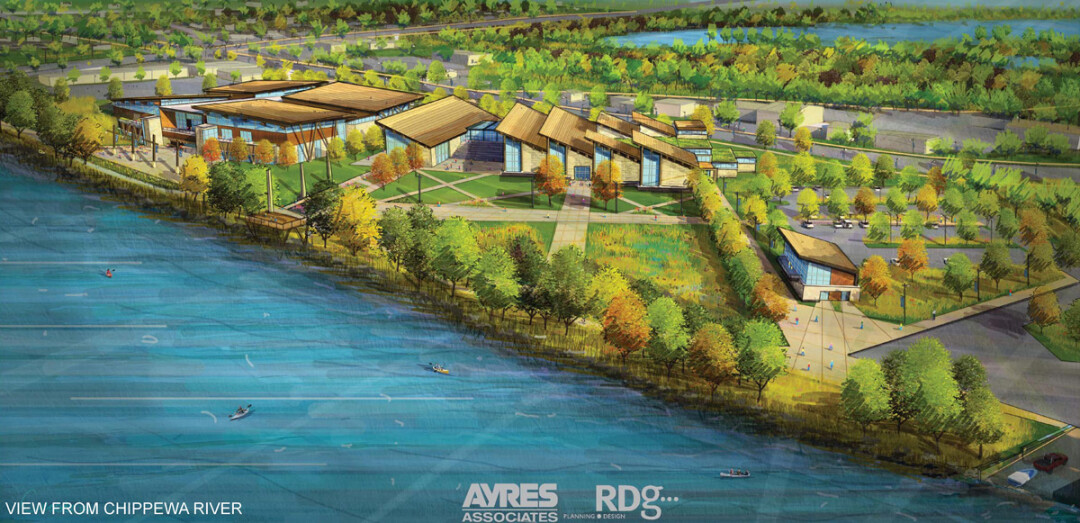 RIVERSIDE RECREATION. A conceptual drawing of the Sonnentag Event and Recreation Complex, which UW-Eau Claire hopes to build on Menomonie Street.