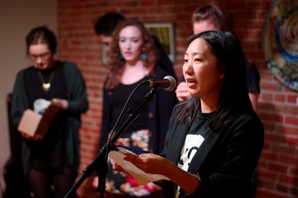 ARE YOU AVERSE TO REHEARSING YOUR VERSE? Public readings like this one, by the UW-Eau Claire student literary group NOTA at the Volume One Gallery, are an important part of the Chippewa Valley’s poetry scene.