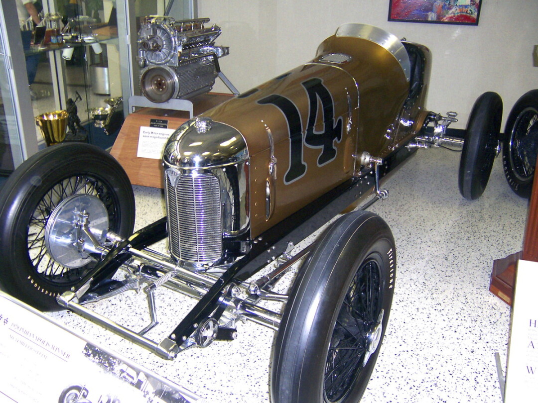 OPEN WHEELS AND OPEN ROAD.: Harry Miller designed both the engine and chassis of this car, which Louis Meyer drove to victory at Indy in 1928.
