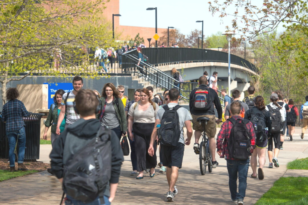Students on the UW-Eau Claire campus.