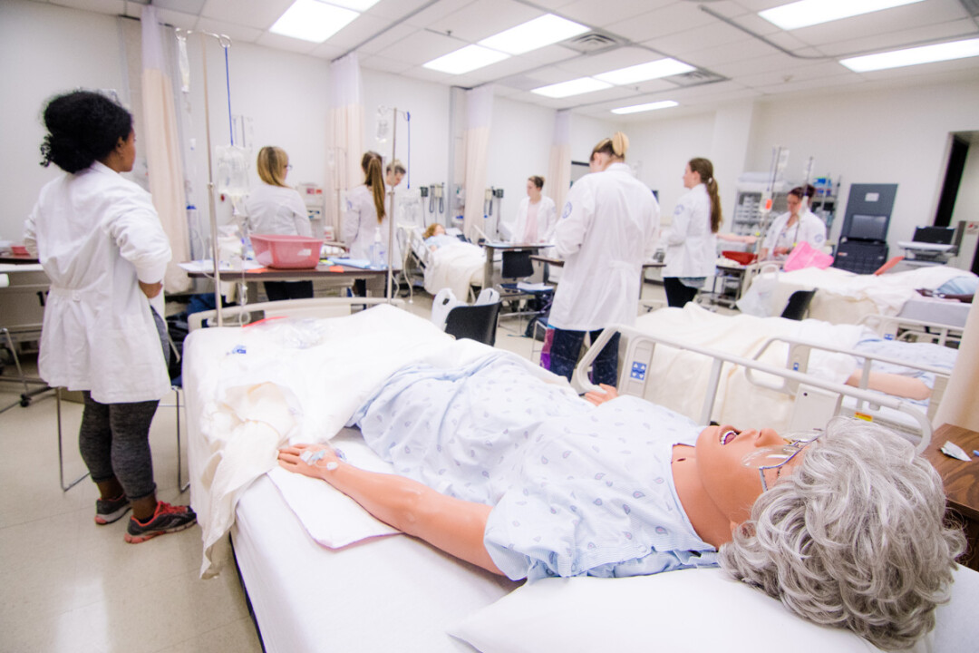 PATIENT PATIENTS. Nursing students at UW-Eau Claire learn their skills with the help of technologically sophisticated manikins in the Skills and Simulation Lab.