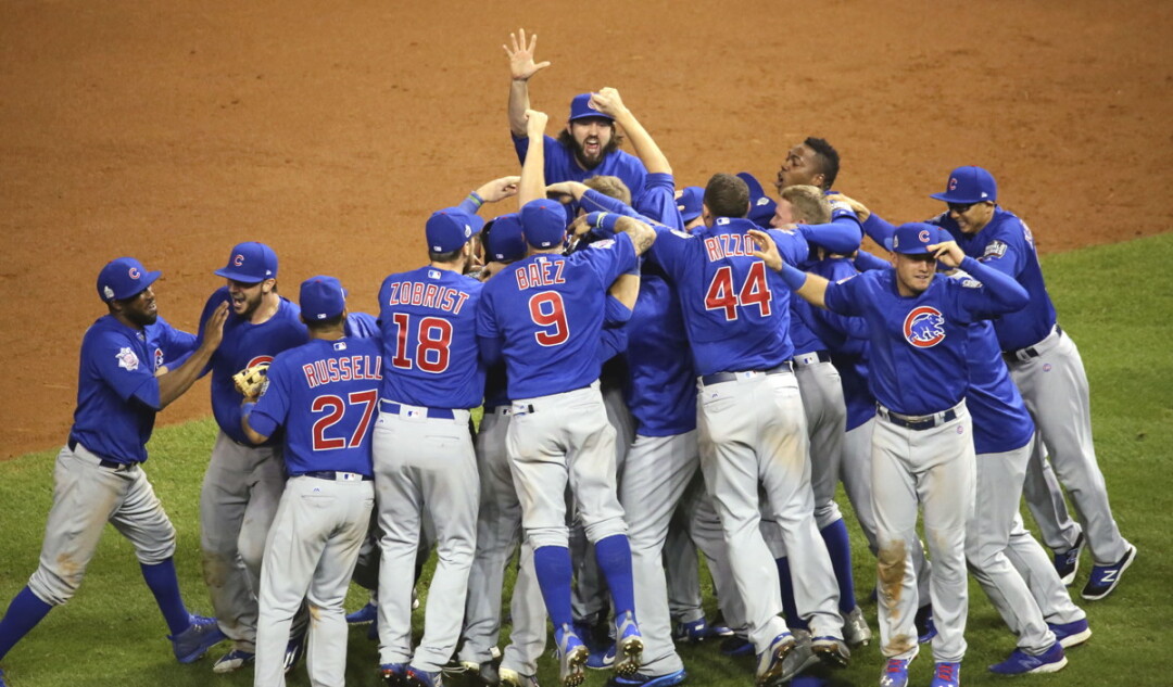 The Chicago Cubs celebrating  after winning the 2016 World Series. Image: Artura Pardavila III/Creative Commons