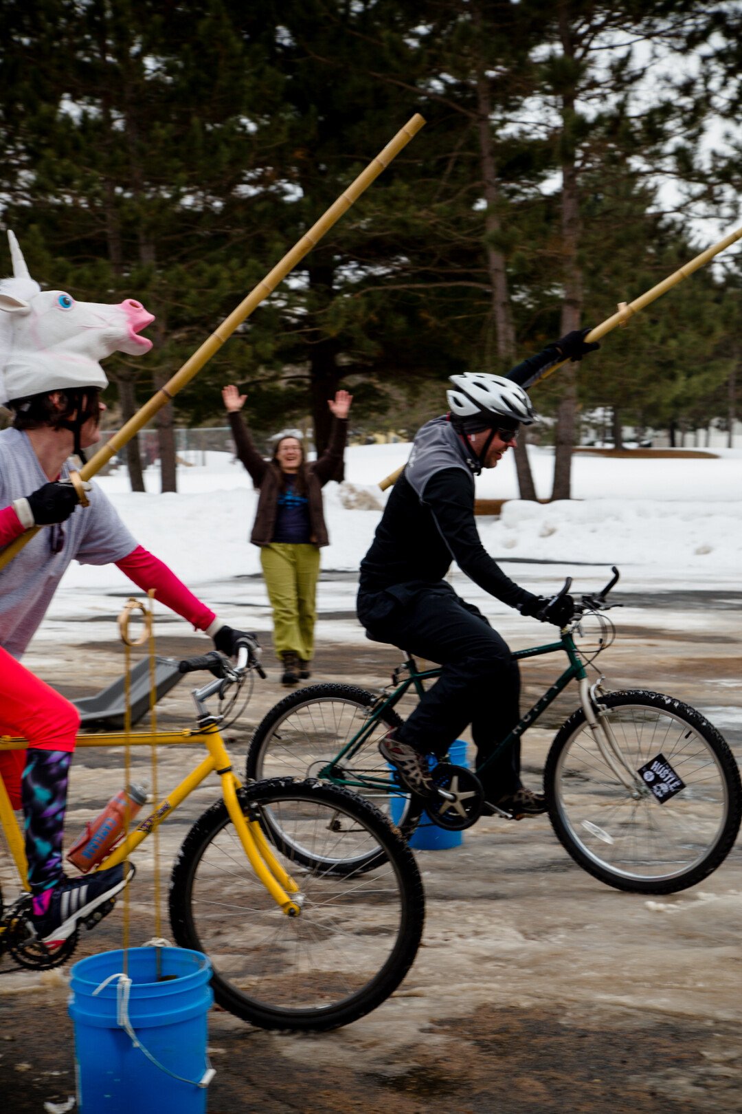JOUST ANOTHER BIKE RACE? Competitors snag a shiny ring – just one challenge found in the 9th Annual St. Valentine’s Day Hustle held Feb. 9 in Menomonie. Bikers raced around scenic Lake Menomin in this friendly alleycat-style bike race. A portion of the proceeds went to the Dunn County Humane Society.