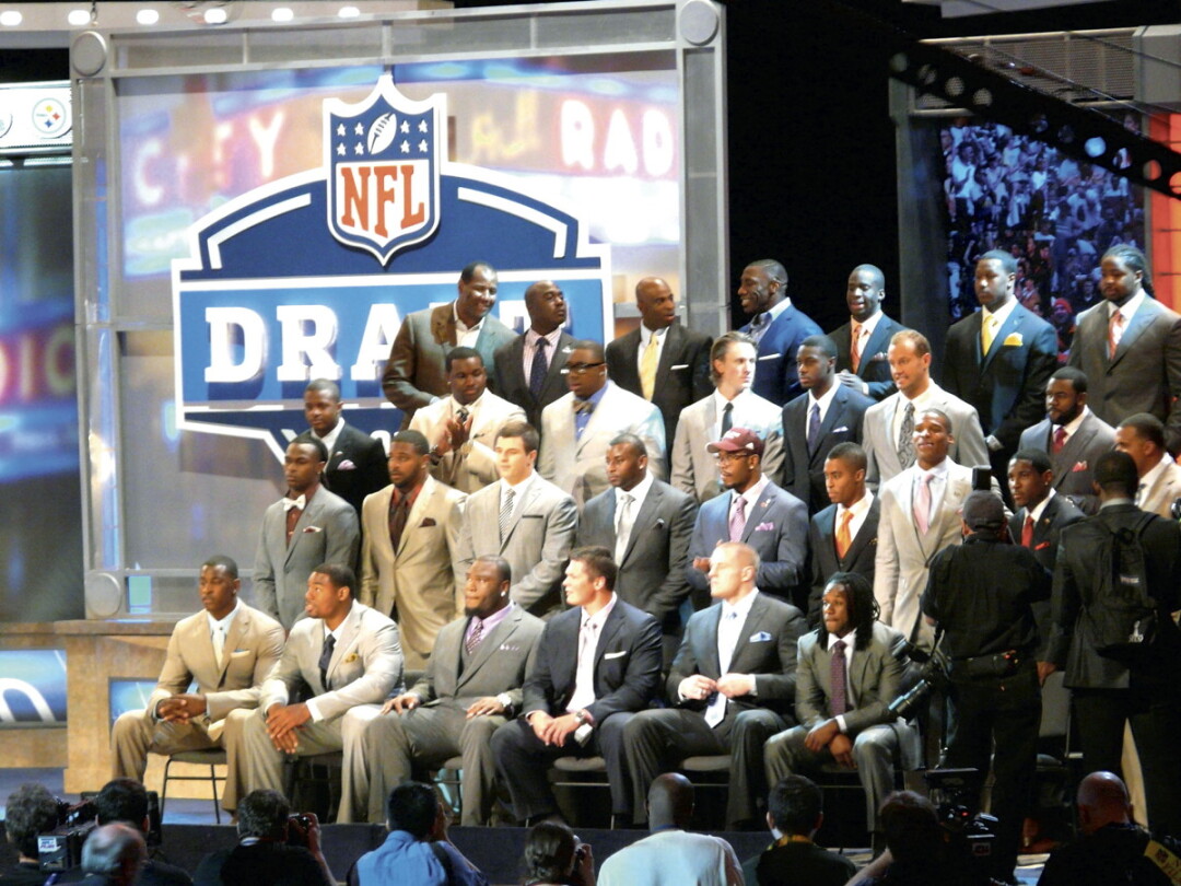 Potential draftees  and Hall of Famers wait  for the NFL Draft in 2011.