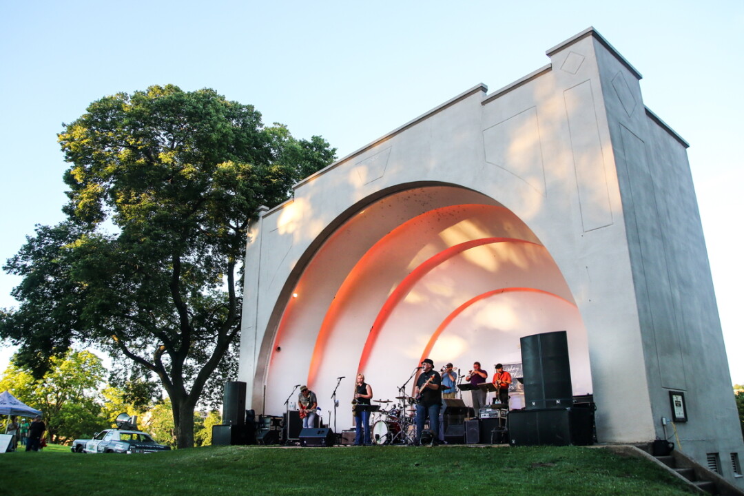 IT SHELLS ITSELF. Tuesday Night Blues happens at Owen Park’s bandshell every Tuesday throughout the summer.