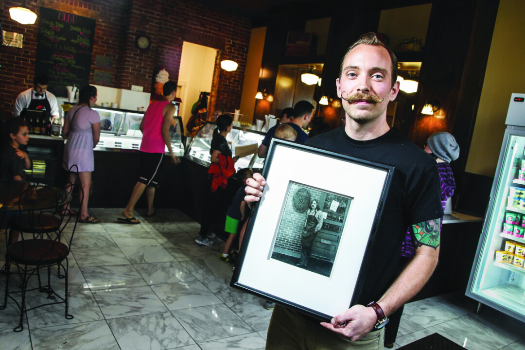 TASTES GOOD, FEELS GOOD. Ramone’s Ice Cream Parlor co-owner Blayne Midthun holds a picture of his father, Kevin “Ramone” Midthun, whose kindness and humility helped to inspire the new shop.