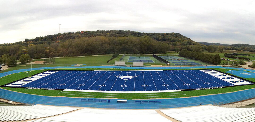 What the Luther College field will look like with blue AstroTurf