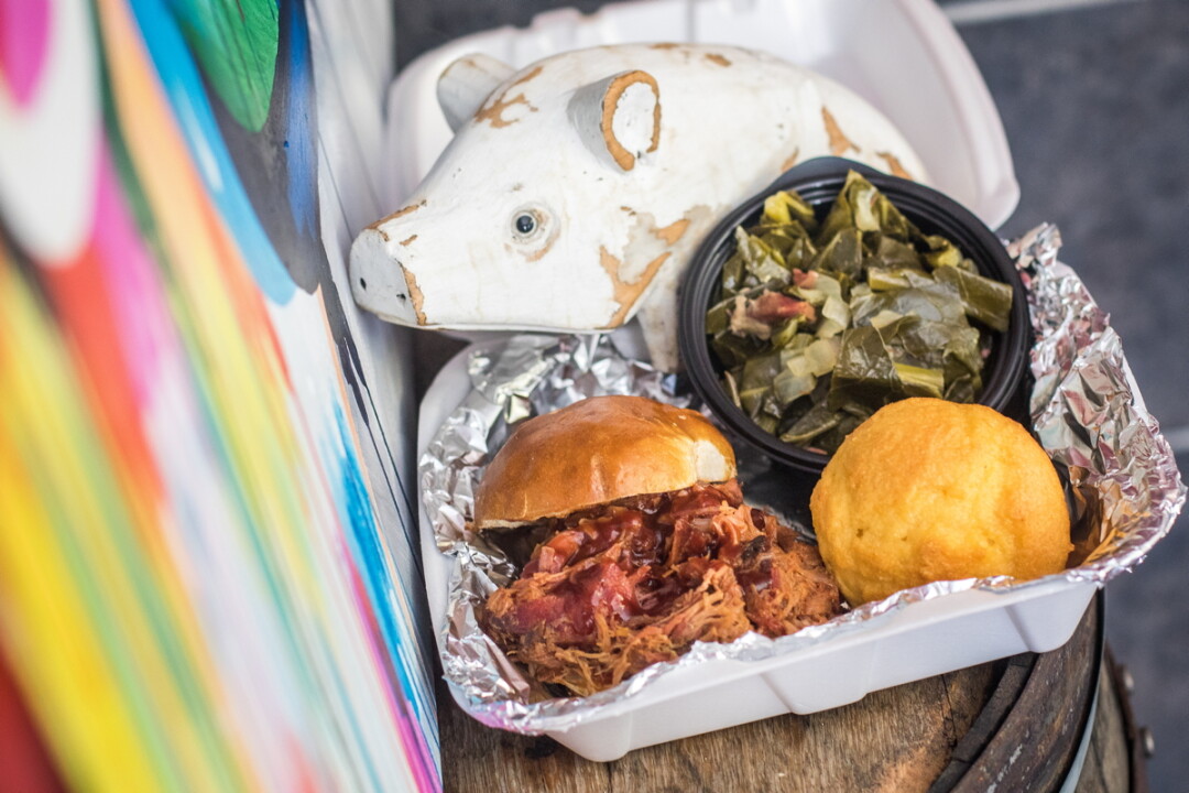 FLAVOR TO GO. Red Coal BBQ (1907 Brackett Ave., Eau Claire) offers a menu of pork belly, pulled pork, pulled chicken, brats, and more – and sandwiches of all kinds made from any of their smoked meats.