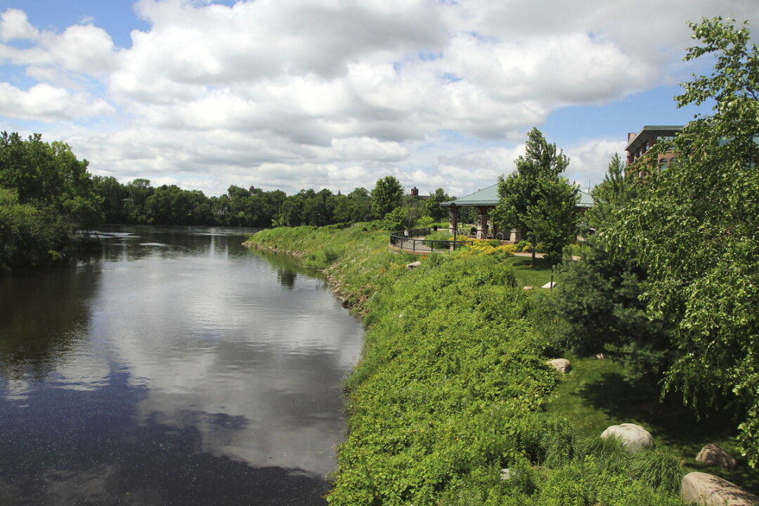The Eau Claire River near its confluence  with the Chippewa River in downtown Eau Claire
