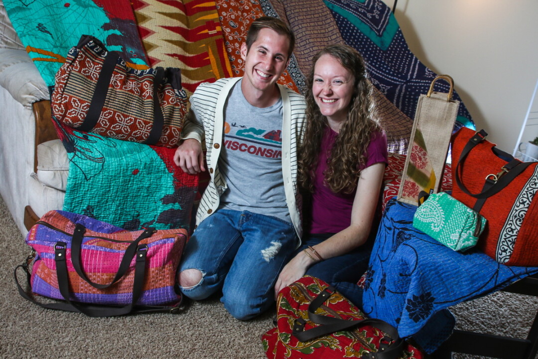 HOW BAZAAR! Trent and Lexie Leonhard&rsquo;s business The Sari Bazaar sells imported fair trade products from India, many made from recycled saris.